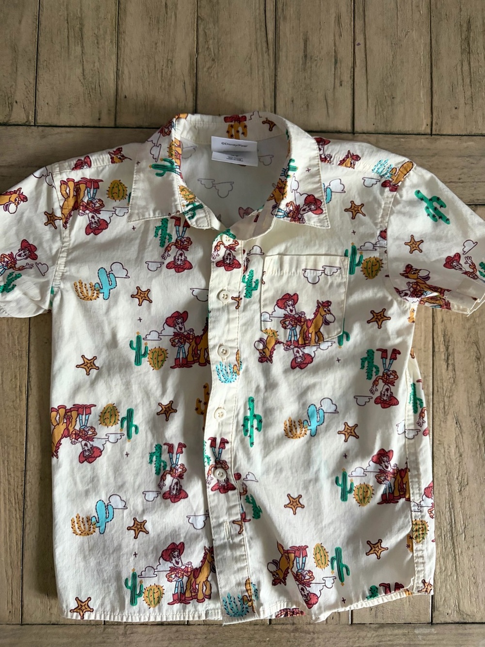 Disney Toy Story woody Short-Sleeve Western Print Button-Down Shirt